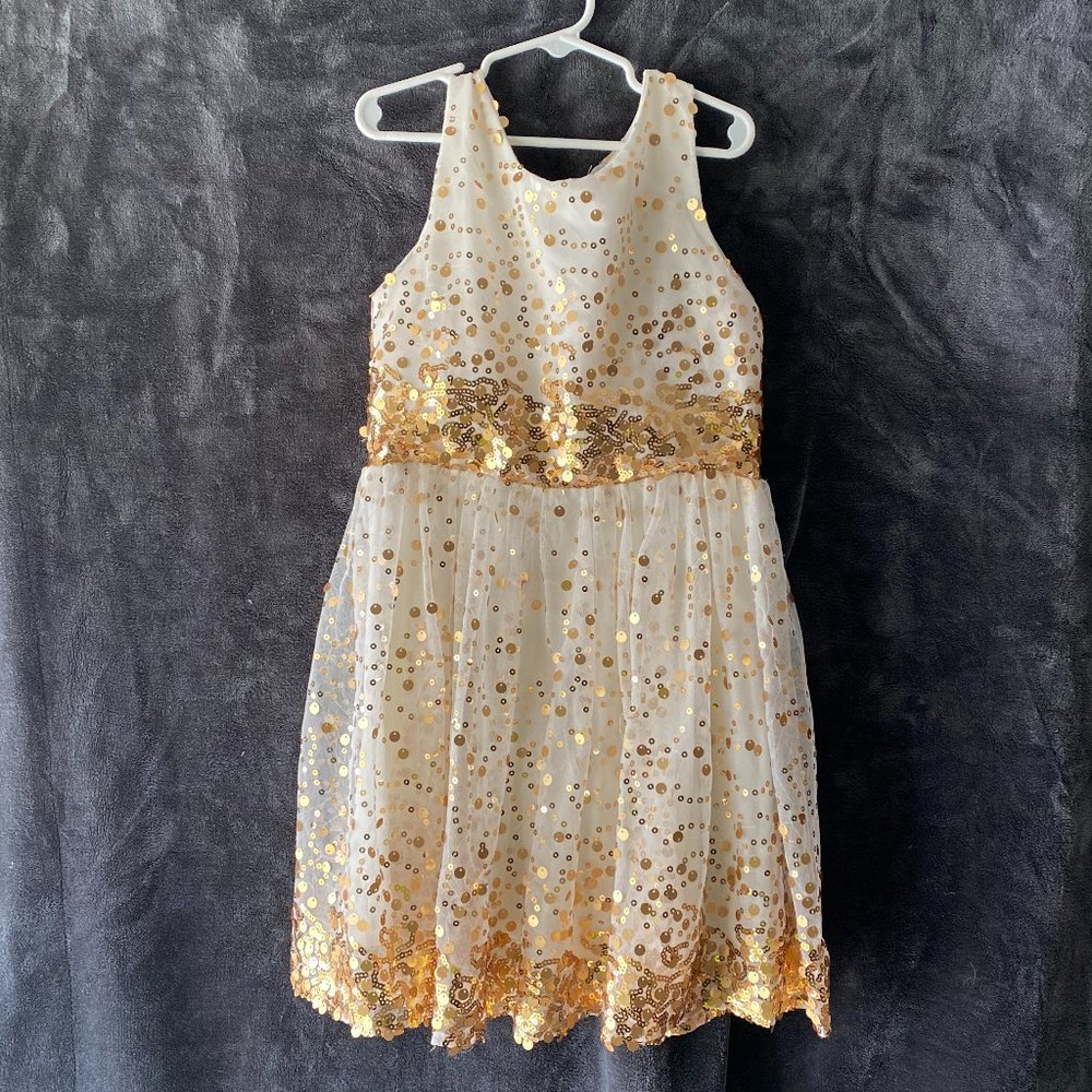 Cream and gold sequin size 7 girls dress
